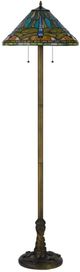 Cal® Lighting & Accessories Tiffany Antique Brass Floor Lamp-2