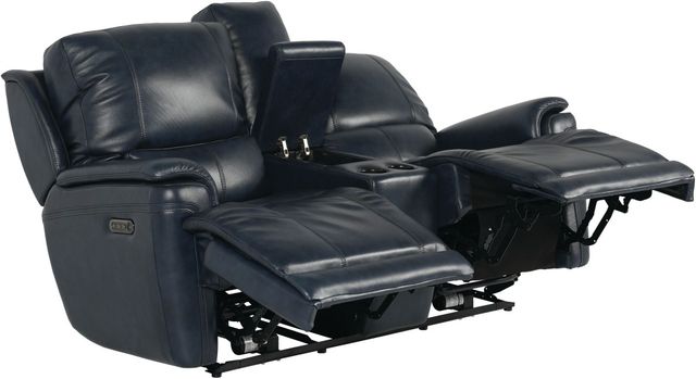 Bassett® Furniture Burlington Navy Leather Loveseat with Console-2