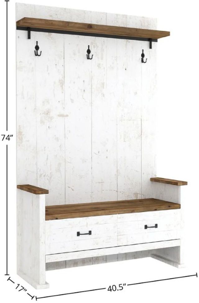 LH Home Provence Hall 2-Drawer Antique White Bench -1