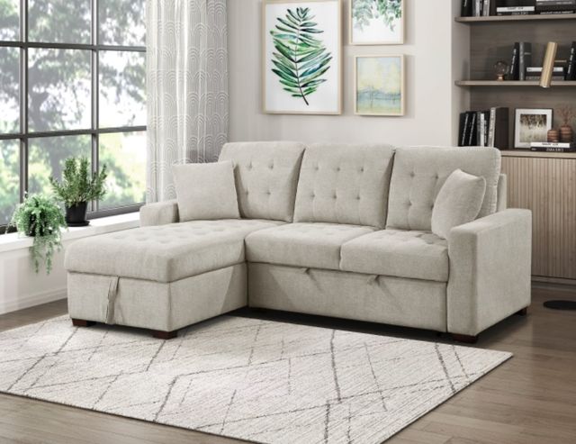 Homelegance® Waitsfield 2-Piece Beige Left-Arm Facing Pull-out Sleeper Sectional and Chaise with Hidden Storage-1