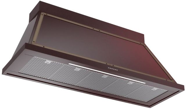 Ilve® Nostalgie II Noblesse 60" Burgundy Wall Mounted Range Hood with Burnished Trim-1