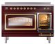 Ilve® Nostalgie II Noblesse 48'' Burgundy Pro Style Induction Range with Brass Trim-4