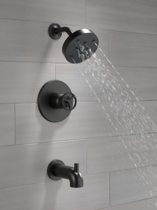 Delta Trinsic® H2Okinetic® Matte Black Tub Shower Trim-3