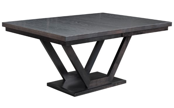 Country View Woodworking Customizable Serena Hickory Top 42" Dining Table with 4-Leaves and Brown Maple Base