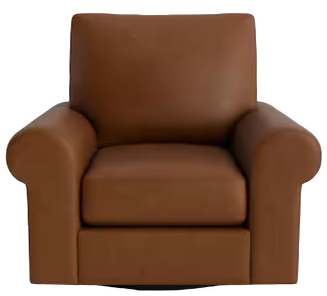 Bassett® Furniture Customizable Benchmade Premier Leather Large Roll Arm Swivel Chair-1