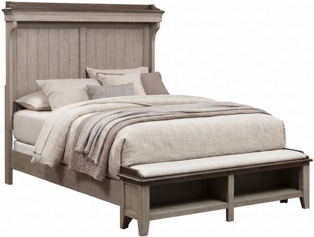 Liberty Furniture Ivy Hollow 4-Piece Dusty Taupe/Weathered Linen Queen Mantle Storage Bedroom Set with Chest-1