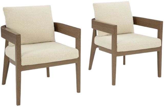 Signature Design by Ashley® Serene Bay 2-Piece Dark Brown/White Nuvella/Wooden Outdoor Dining Arm Chair-0