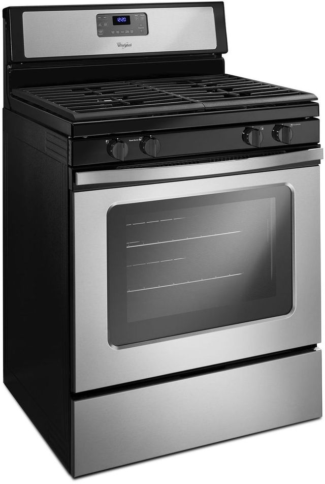 Whirlpool® 30" Freestanding Gas Range-Black-on-Stainless-1