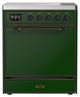 Ilve® Majestic III 30" Emerald Green Pro Style Induction Range with Solid Door and Burnished Trim-0