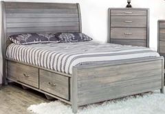 Mako Wood Furniture Sage Gray Storage Panel Bed