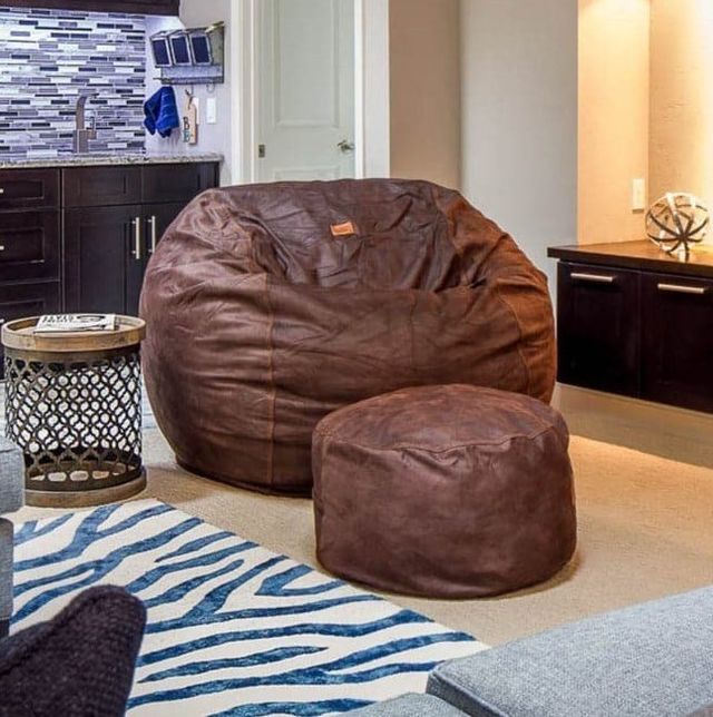 CordaRoy's® Original Coffee Faux Leather King Bean Bag Chair-3