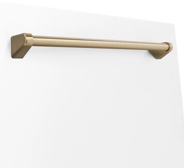 ZLINE Autograph Edition 24" White Matte with Champagne Bronze Handle Dishwasher Panel-2