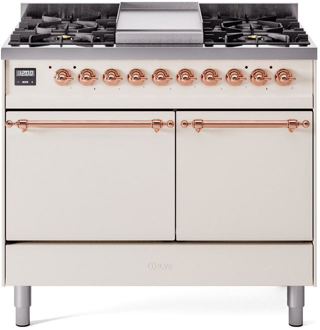 Ilve® Nostalgie II Series 40" Antique White Pro Style Dual Fuel Range-0