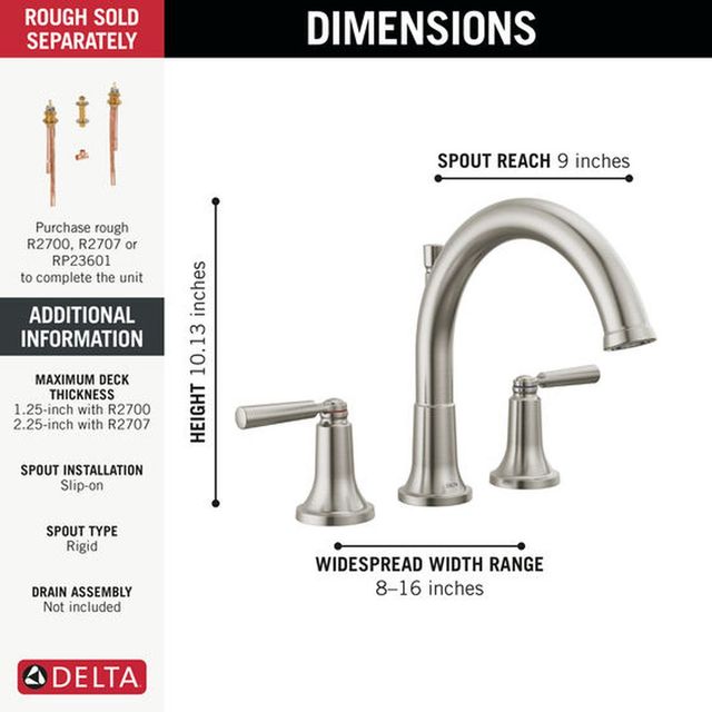 Delta Saylor® Stainless Roman Tub Trim-3
