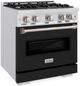 ZLINE Classic Series 30" Satin Stainless Steel Pro Style Dual Fuel Range with Black Matte Door-2