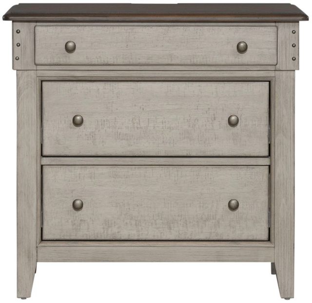 Liberty Furniture Ivy Hollow Dusty Taupe/Weathered Linen Bedside Chest with Charging Station-2