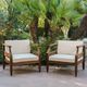 Linon Corolla 2-Piece Beige/Brown Acacia/Fabric Outdoor Club Chair Set-5