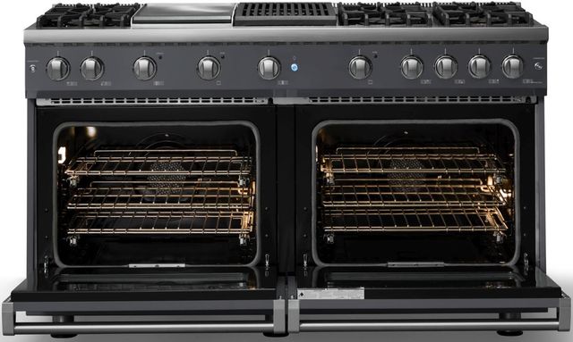 Viking® 5 Series 60" Cast Black Pro Style Gas (LP) Range with Polished Chrome Trim-1