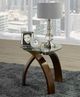 Brassex Inc. Teagan Glass Top End Table with Dark Walnut Base-1