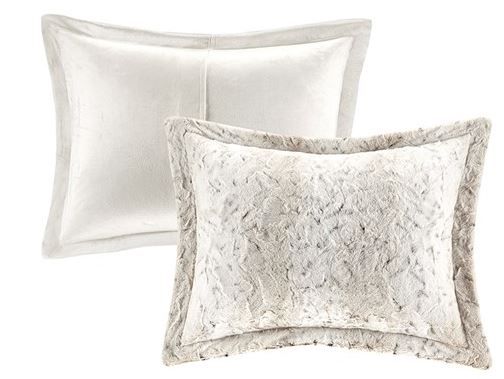 Olliix by Madison Park Zuri Snow Leopard Full/Queen Faux Fur Comforter Set-3
