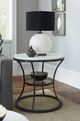 Hammary® Impact White Marble Top Round End Table with Bronze/Silver Base-1