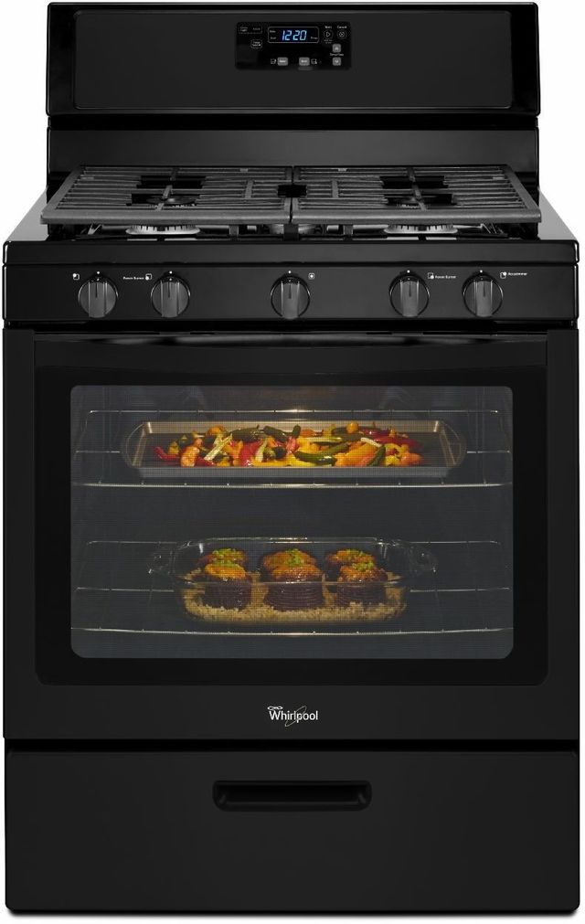 Whirlpool® 30" Black Free Standing Gas Range-2