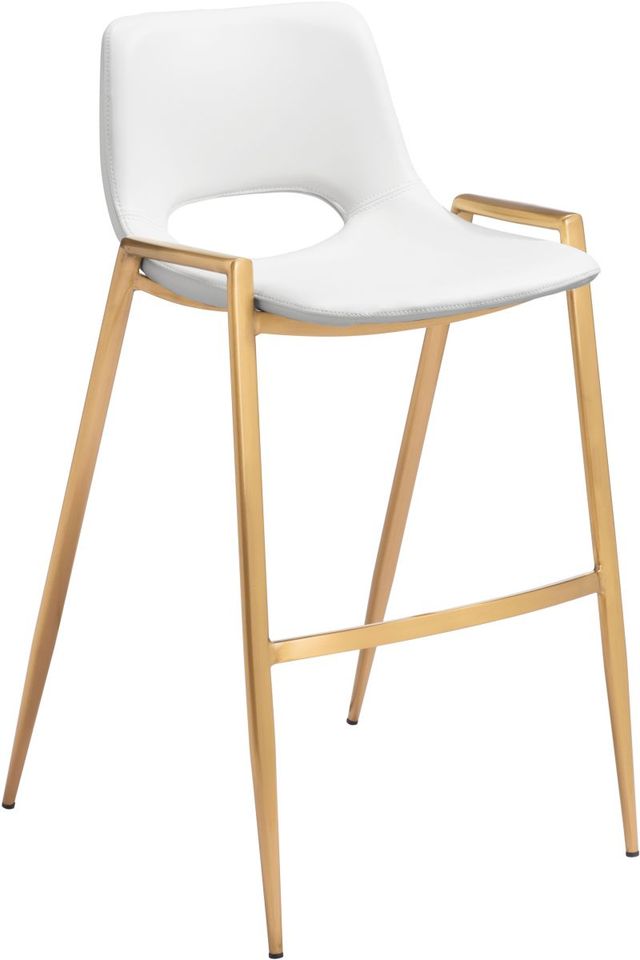 Zuo® Modern Desi White/Gold Barstool Chair-0