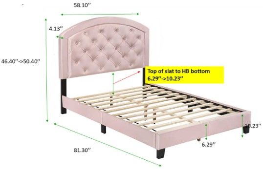 Crown Mark Gaby Pink Platform Adjustable Headboard bed-2