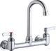 Elkay Chrome Scrub/Handwash 8" Centerset Wall Mount Faucet with 4" Gooseneck Spout and 2" Lever Handles-0