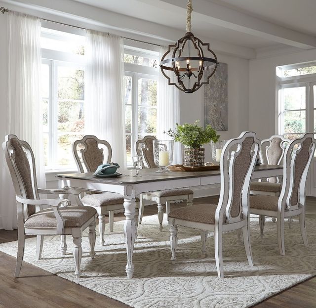 Liberty Furniture Magnolia Manor 7-Piece Antique White/Ivory/Weathered Bark Rectangular Dining Set-1