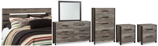Signature Design by Ashley® Cazenfeld 6-Piece Black/Gray Queen Panel Headboard Bed Set-0