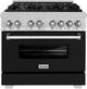 ZLINE 36" Satin Stainless Steel Pro Style Dual Fuel Range with Black Matte Door-0