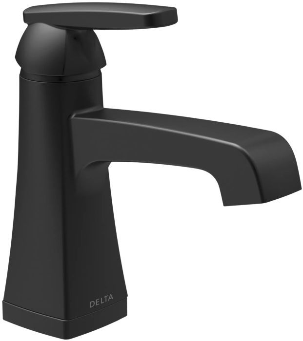 Delta Ashlyn® Matte Black Single Handle Bathroom Faucet with Drain-0