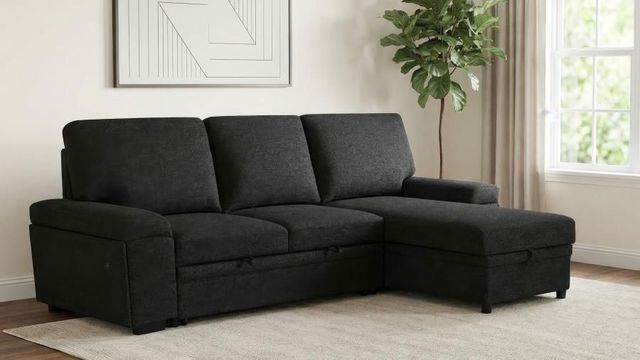 Coaster® Demko 2-Piece Black Right-Arm Facing Sleeper Sectional Sofa with Speaker and Storage Chaise-1