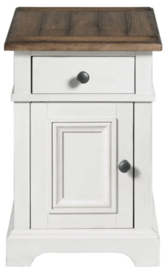 Intercon Drake French Oak 22" Chairside Table with Rustic Gray Base-1