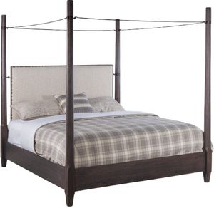 Front view of the Hooker® Furniture Big Sky Charred Timber/Saxony Porcelain King Poster Bed with Canopy