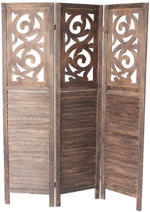 Milton Greens Stars Dark Brown 3-Panel Room Divider-0
