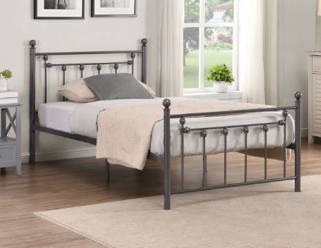 Milton Greens Stars Dark Gray Twin Victorian Style Metal Platform Bed-1