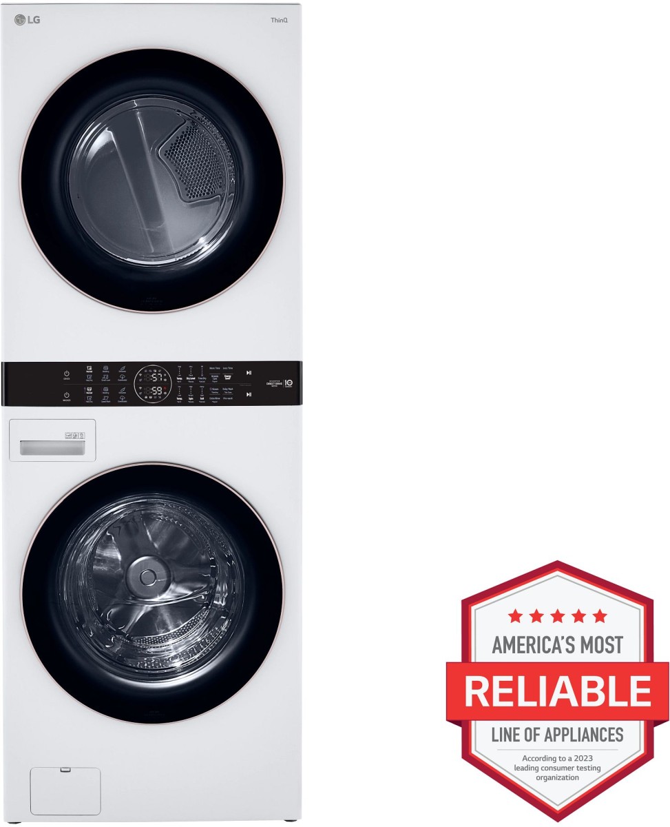 LG 4.5 Cu. Ft. Washer, 7.4 Cu. Ft. Dryer White Stack Laundry - Thumbnail 5