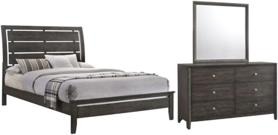American Wholesale Furniture Grant 3-Piece Sherwin Williams Graphite Queen Panel Bedroom Set