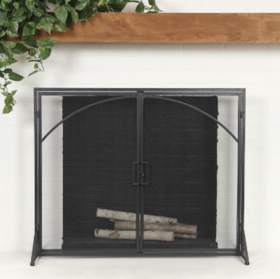 Deco Marche Black Metal Single Panel Fireplace Screen-4