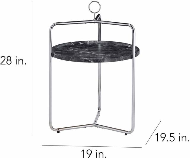 Steve Silver Co. Miro Black Faux Marble Top Side Table with Chrome Base-1