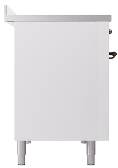 Ilve® Nostalgie II Noblesse 48'' White Pro Style Induction Range with Burnished Trim-2
