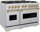 ZLINE Classic Autograph Edition 48" Stainless Steel Pro Style Dual Fuel Range with Polished Gold Accents-2