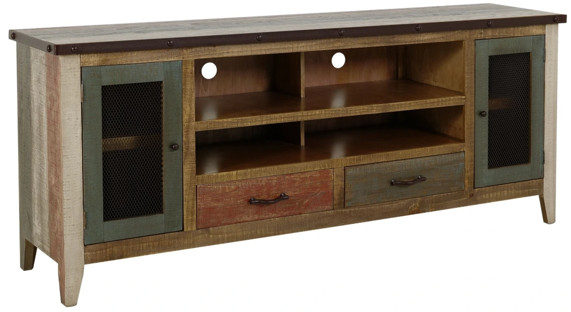 International Furniture Direct Antique Blue TV Stand