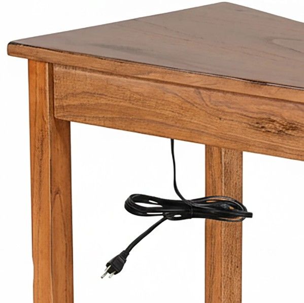 Sunny Designs™ Santa Fe Rustic Oak Chair Side Table with Power Strip-3