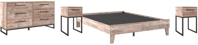 Signature Design by Ashley® Neilsville 4-Piece Whitewash Queen Platform Bed Set-0