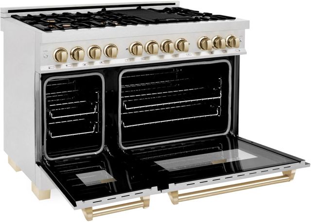 ZLINE Autograph Edition Legacy 48" Satin Stainless Steel Pro-Style Dual Fuel Range with 7-Burner Gas Cooktop and Two Electric Ovens-1