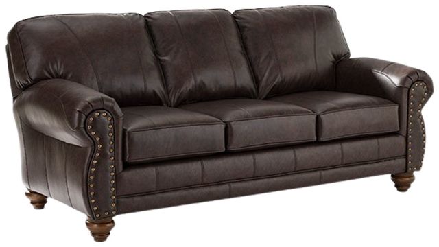 Best® Home Furnishings Customizable Field & Stream Home Noble Leather Sofa with Dark Walnut Legs-0