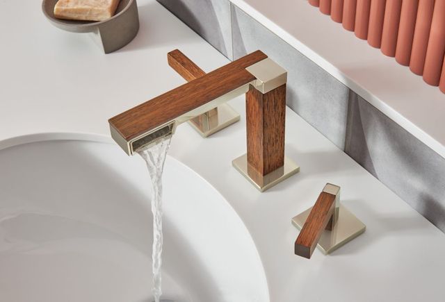 Brizo Frank Lloyd Wright® Brilliance® Polished Nickel/Wood Widespread Lavatory Lever Handle Kit-4